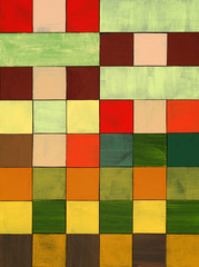 Wall Mural - a collage of painted squares