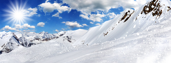 Winter background, high mountains.