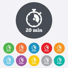 Poster - Timer sign icon. 20 minutes stopwatch symbol.