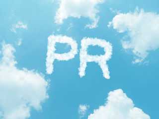 cloud words with design on blue sky background