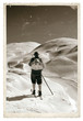 Black and white photos, Vintage photo with old skier
