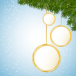 christmas newy year gold ball banner with fir branch