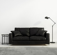 Contemporary black leather sofa