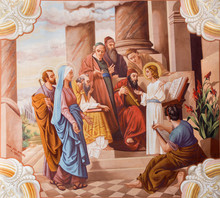 Little Jesus Teaching In The Temple Fresco - Slovakia