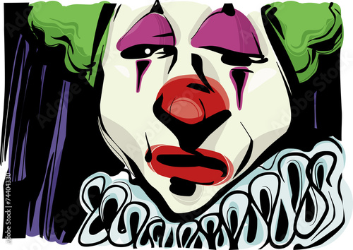 Naklejka dekoracyjna sad clown drawing illustration