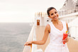 elegant young woman on a cruise vacation