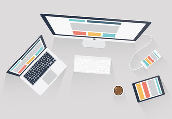 Poster - Responsive web design and web development vector illustration