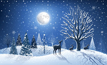 Christmas Card With Reindeer