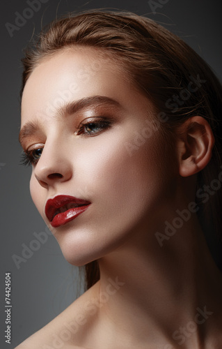 Fotografie, Obraz Glamor closeup portrait of beautiful sexy stylish caucasian youn