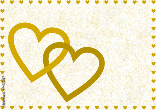 Zwei goldene ineinander verschlungene offene Herzen Stock-Illustration