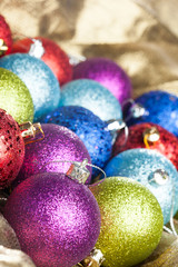 Wall Mural - many colored Christmas balls on the background