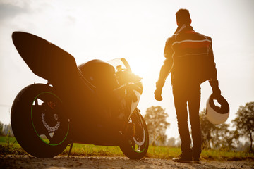 biker with his bike