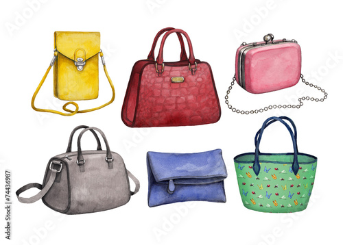 Watercolor Handbag Illustrations This Stock