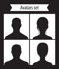 Poster - Avatars set dark vector illustration, eps10, easy to edit