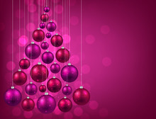 Christmas Tree With Purple Christmas Balls.