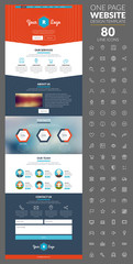 Wall Mural - one page website template with icon set