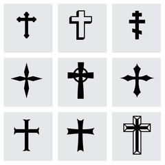Wall Mural - vector black crosses icon set