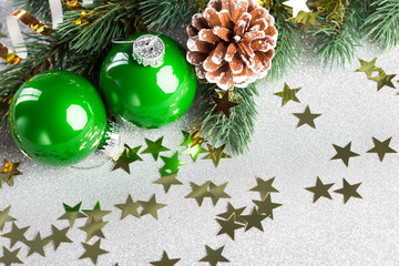 Sticker - branch of Christmas tree with decoration ball