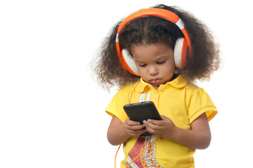 African american small girl pointing to the camera