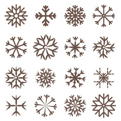 Wall Mural - Snowflakes Set Flat Design Vector Illustration