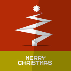 Sticker - Merry Christmas Card with Paper Tree