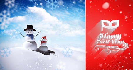 Poster - Composite image of snow falling