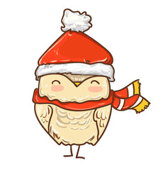 Wall Mural - owl Christmas. owl cartoon