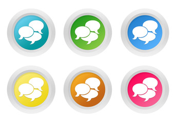 Wall Mural - set of rounded colorful buttons with bubble speeches symbol