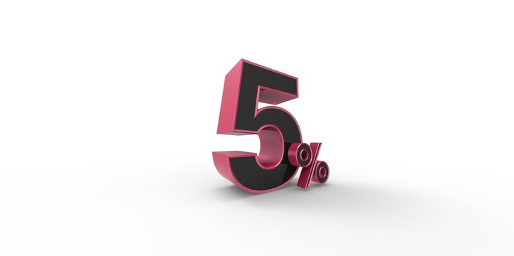 3D rendering of a pink and black 5 percent letters