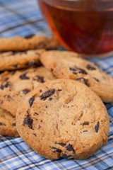 Wall Mural - Christmas american cookies with chocolate and tea