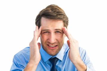 Poster - Young businessman with severe headache