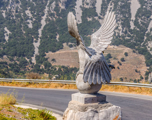 sculpture of flying eagle