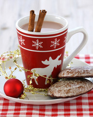 Wall Mural - Gingerbread and hot chocolate at Christmas