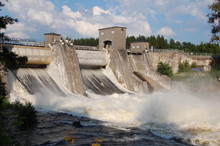 View Of A Hydroelectric Power Station Dam In Imatra, Finland