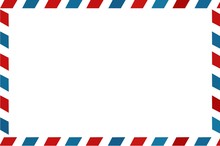 Mail Envelope Red, Blue Lines Empty For Your Text