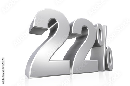 Poster 3D render text in 22 percent in silver.