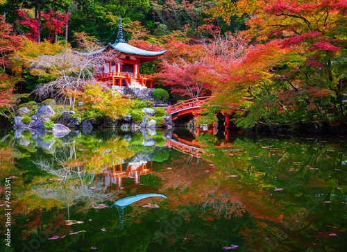 Fototapeta na szkło Świątynia Daigoji jesienią, Kioto, Japonia