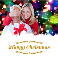 Aufkleber - Composite image of loving couple with gift
