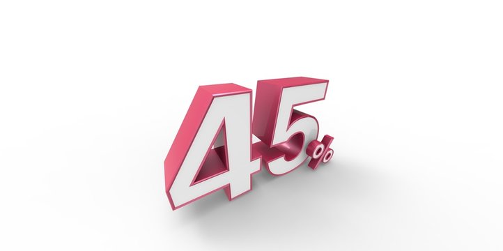 3D rendering of a pink and white 45 percent letters