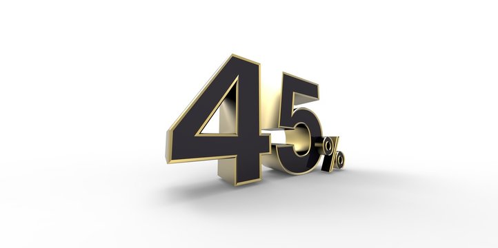 3D rendering of a black and gold 45 percent letters