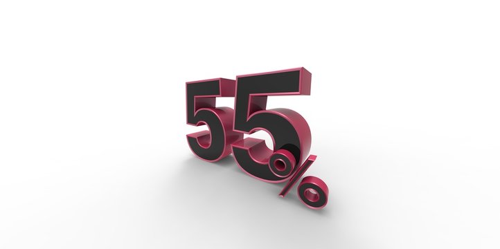 3D rendering of a pink and black 55 percent letters