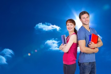 Aufkleber - Composite image of two students both with notepads