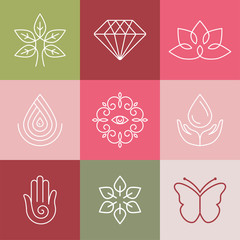 Wall Mural - Vector beauty and spa line logos