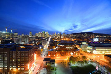 Montreal city skyline at sunset, Montreal, Quebec