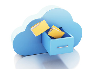 Poster - 3d File storage in cloud. Cloud computing concept.