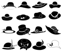Ladies Hat Icons Set