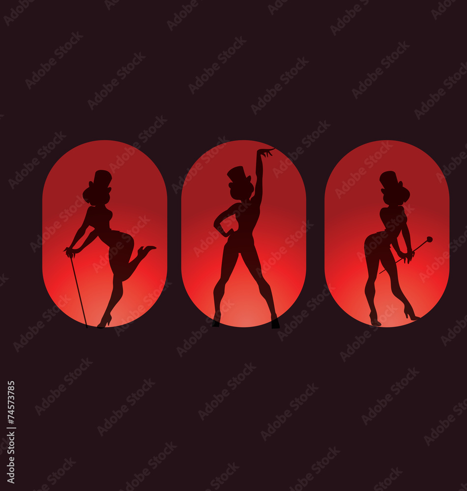 poster design with silhouette cabaret burlesque - obrazy, fototapety, plakaty 