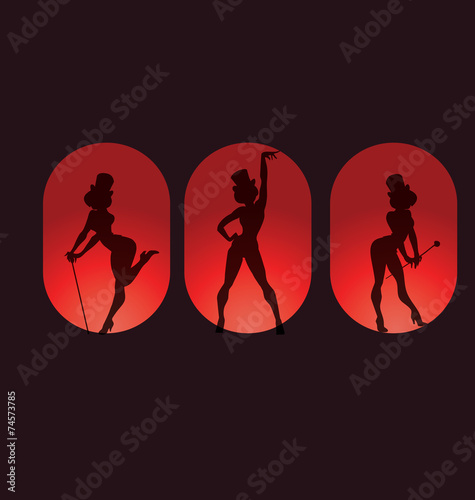 Fotografie, Obraz poster design with silhouette cabaret burlesque