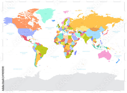 Fotografía Hola Detalle de color vectorial Mundo Mapa político ilustración