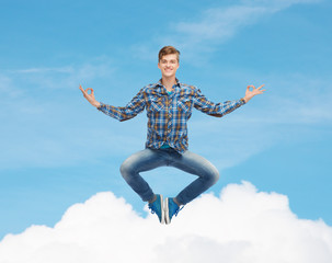 Sticker - smiling young man flying in air